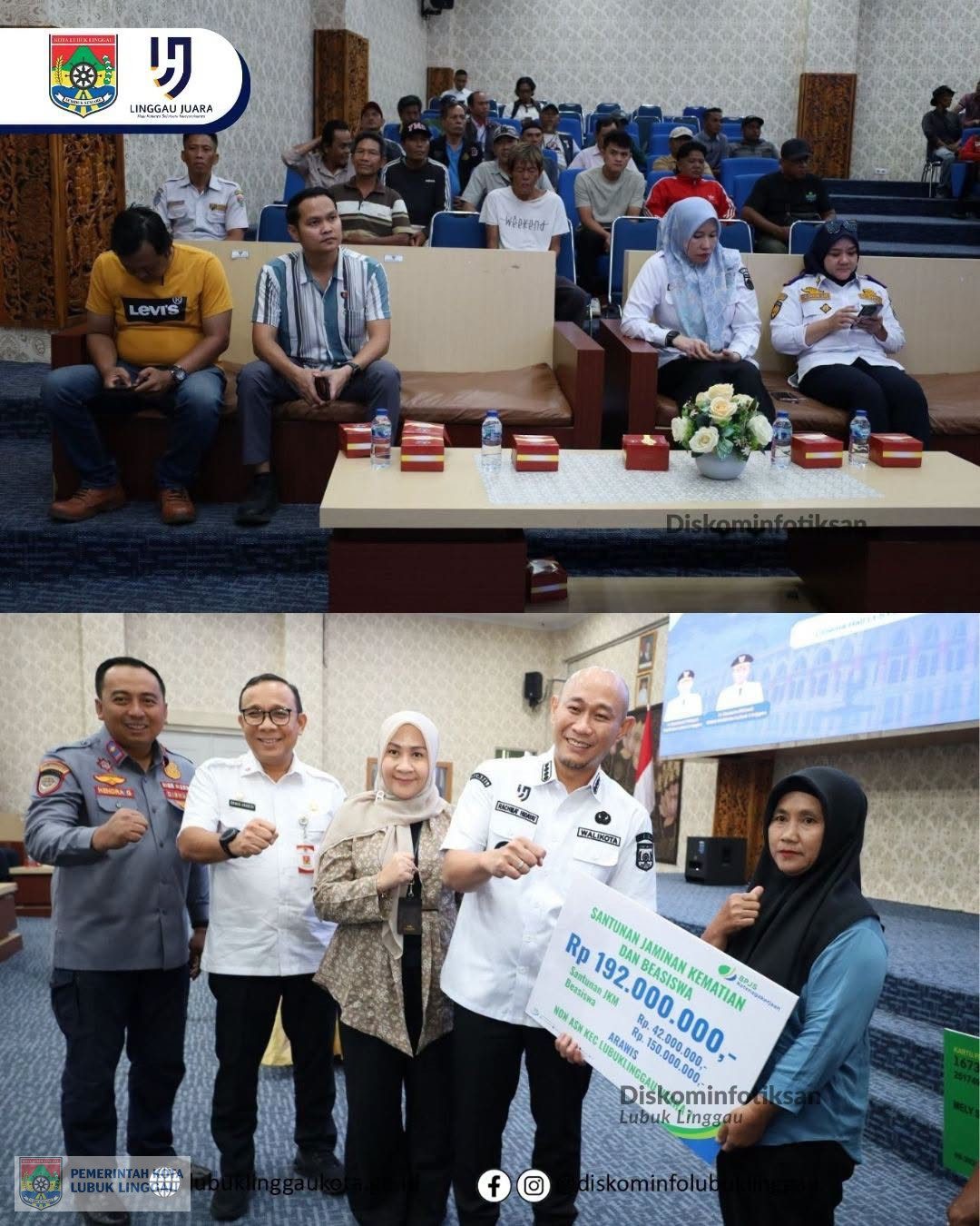 Wali Kota Lubuk Linggau Bagikan SK Juru Parkir dan Serahkan Santunan BPJS Ketenagakerjaan