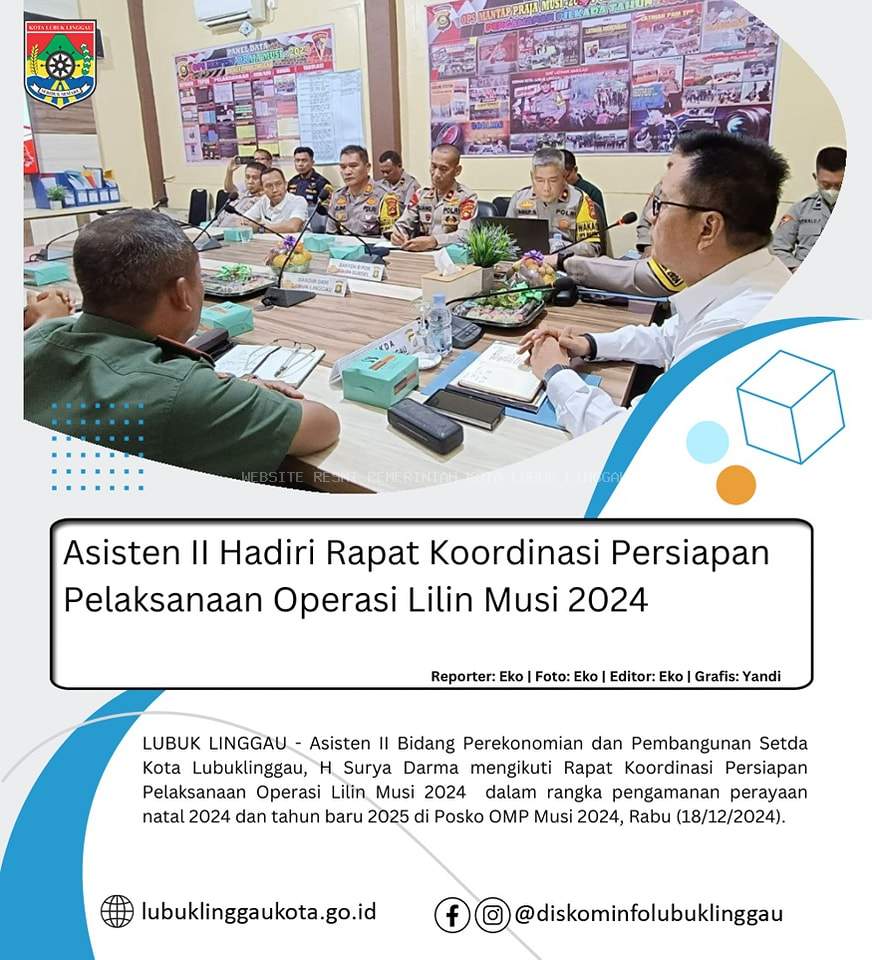 Asisten II Hadiri Rapat Koordinasi Persiapan Pelaksanaan Operasi Lilin Musi 2024