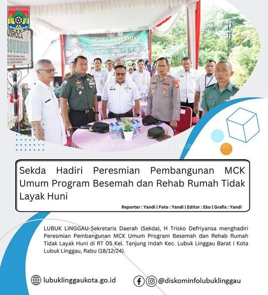 Sekda Hadiri Peresmian Pembangunan MCK Umum Program Besemah dan Rehab Rumah Tidak Layak Huni 