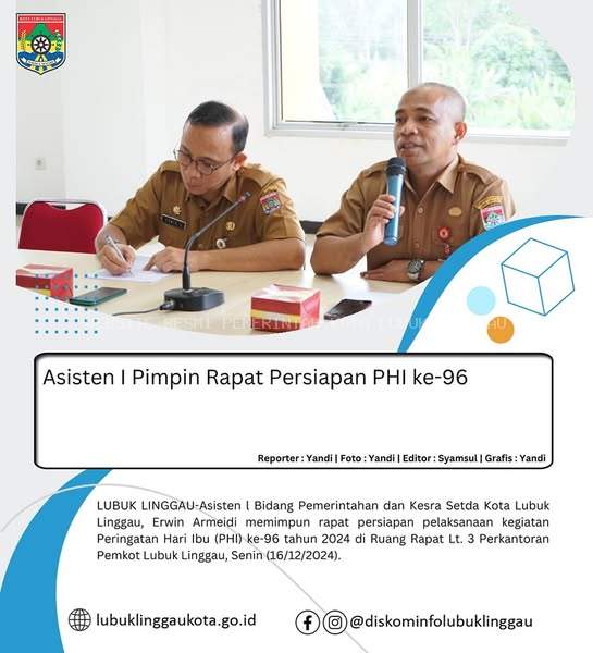 Asisten I Pimpin Rapat Persiapan PHI ke-96