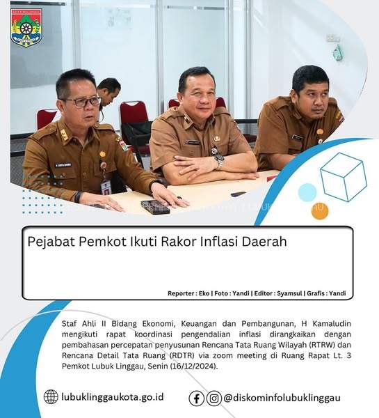 Pejabat Pemkot Ikuti Rakor Inflasi Daerah