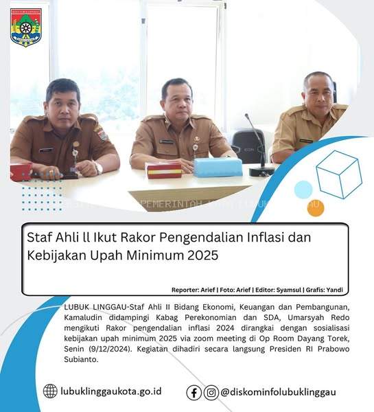 Staf Ahli ll Ikut Rakor Pengendalian Inflasi dan Kebijakan Upah Minimum 2025