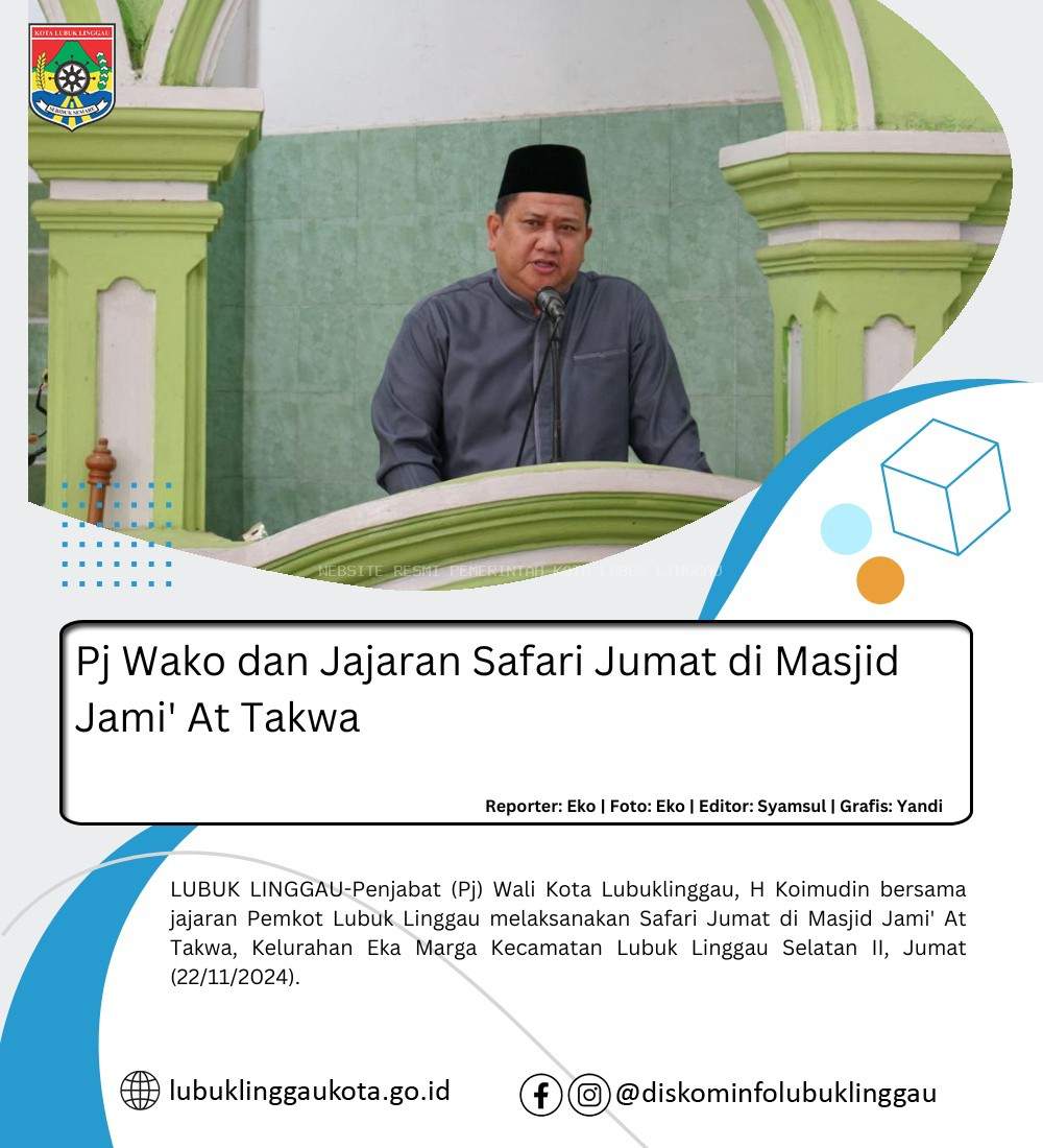 Pj Wako dan Jajaran Safari Jumat di Masjid Jami' At Takwa