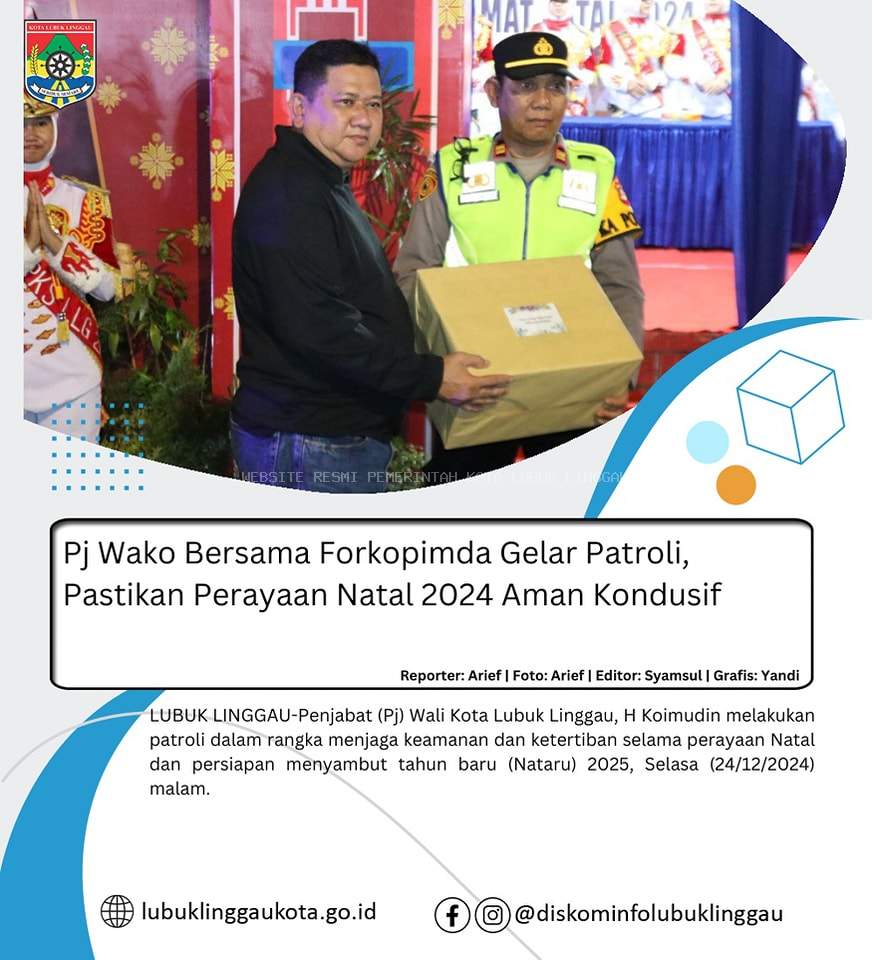 Pj Wako Bersama Forkopimda Gelar Patroli, Pastikan Perayaan Natal 2024 Aman Kondusif