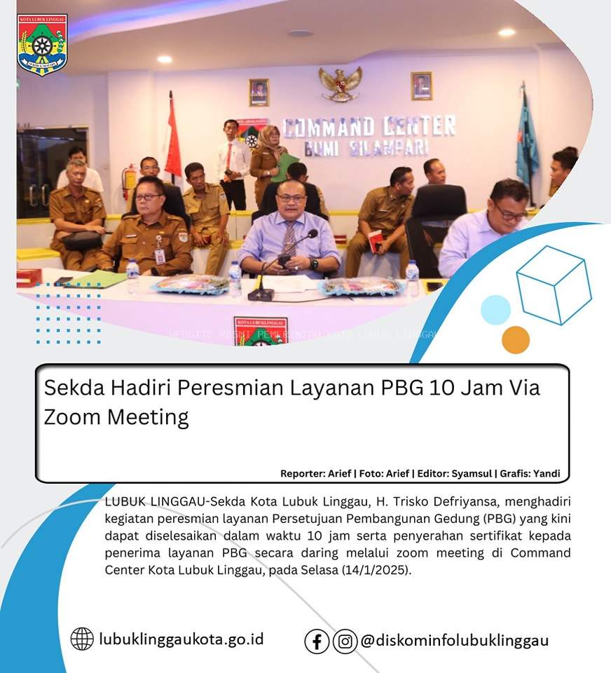 Sekda Hadiri Peresmian Layanan PBG 10 Jam Via Zoom Meeting