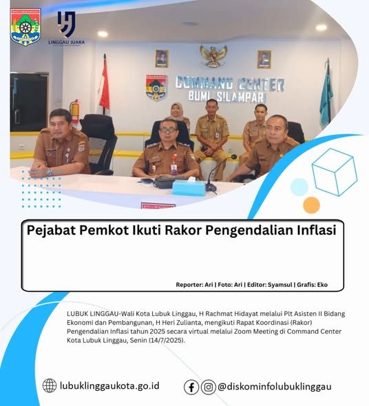 Pejabat Pemkot Ikuti Rakor Pengendalian Inflasi