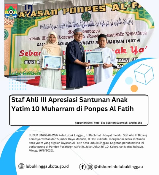 Staf Ahli III Apresiasi Santunan Anak Yatim 10 Muharram di Ponpes Al Fatih