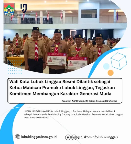 Wali Kota Lubuk Linggau Resmi Dilantik sebagai Ketua Mabicab Pramuka Lubuk Linggau, Tegaskan Komitmen Membangun Karakter Generasi Muda