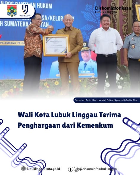 Wako Terima Penghargaan dari Kemenkum ‎