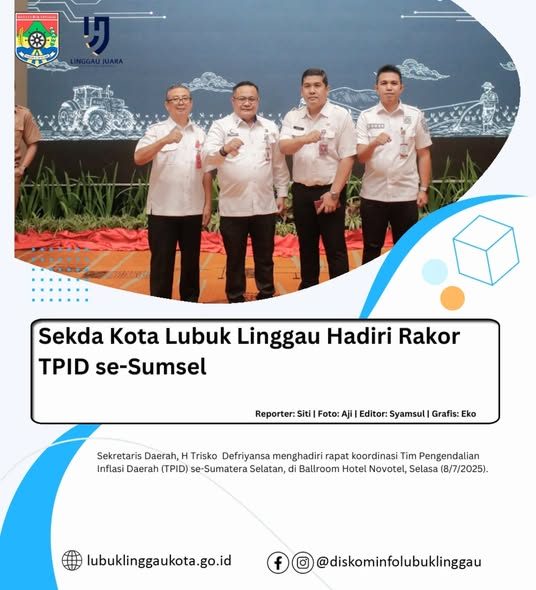 Sekda Kota Lubuk Linggau Hadiri Rakor TPID se-Sumsel