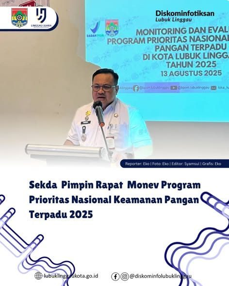 Sekda Pimpin Rapat Monev Program Prioritas Nasional Keamanan Pangan Terpadu 2025