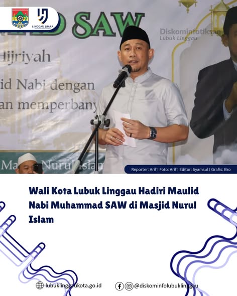 Wali Kota Lubuk Linggau Hadiri Maulid Nabi Muhammad SAW di Masjid Nurul Islam