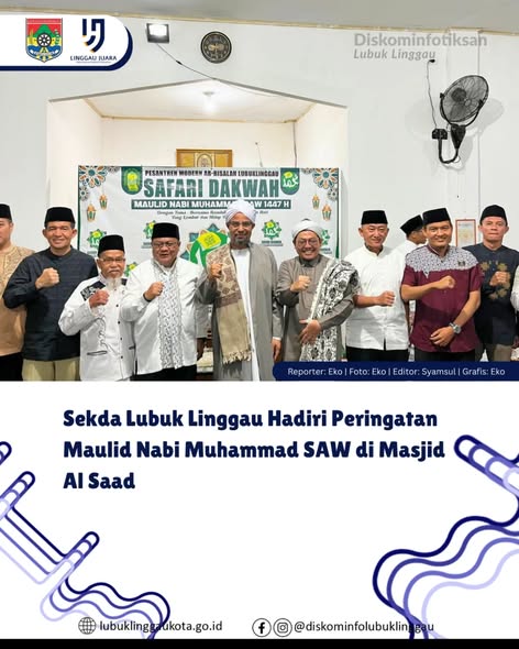 Sekda Lubuk Linggau Hadiri Peringatan Maulid Nabi Muhammad SAW di Masjid Al Saad