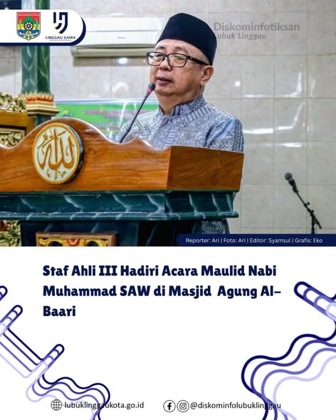 Staf Ahli III Hadiri Acara Maulid Nabi Muhammad SAW di Masjid Agung Al-Baari