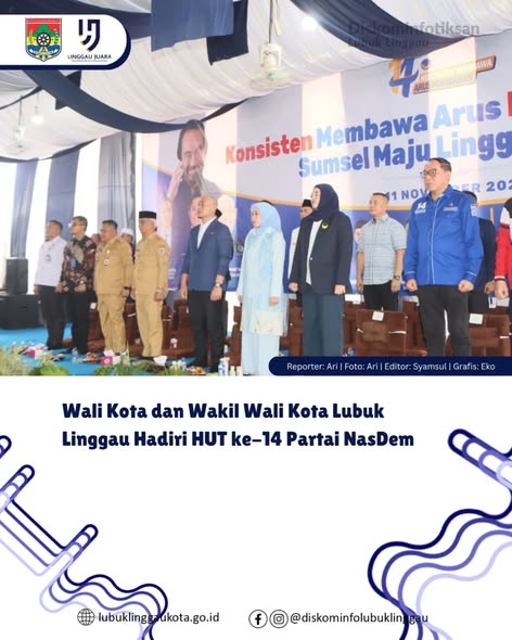 Wali Kota dan Wakil Wali Kota Lubuk Linggau Hadiri HUT ke-14 Partai NasDem