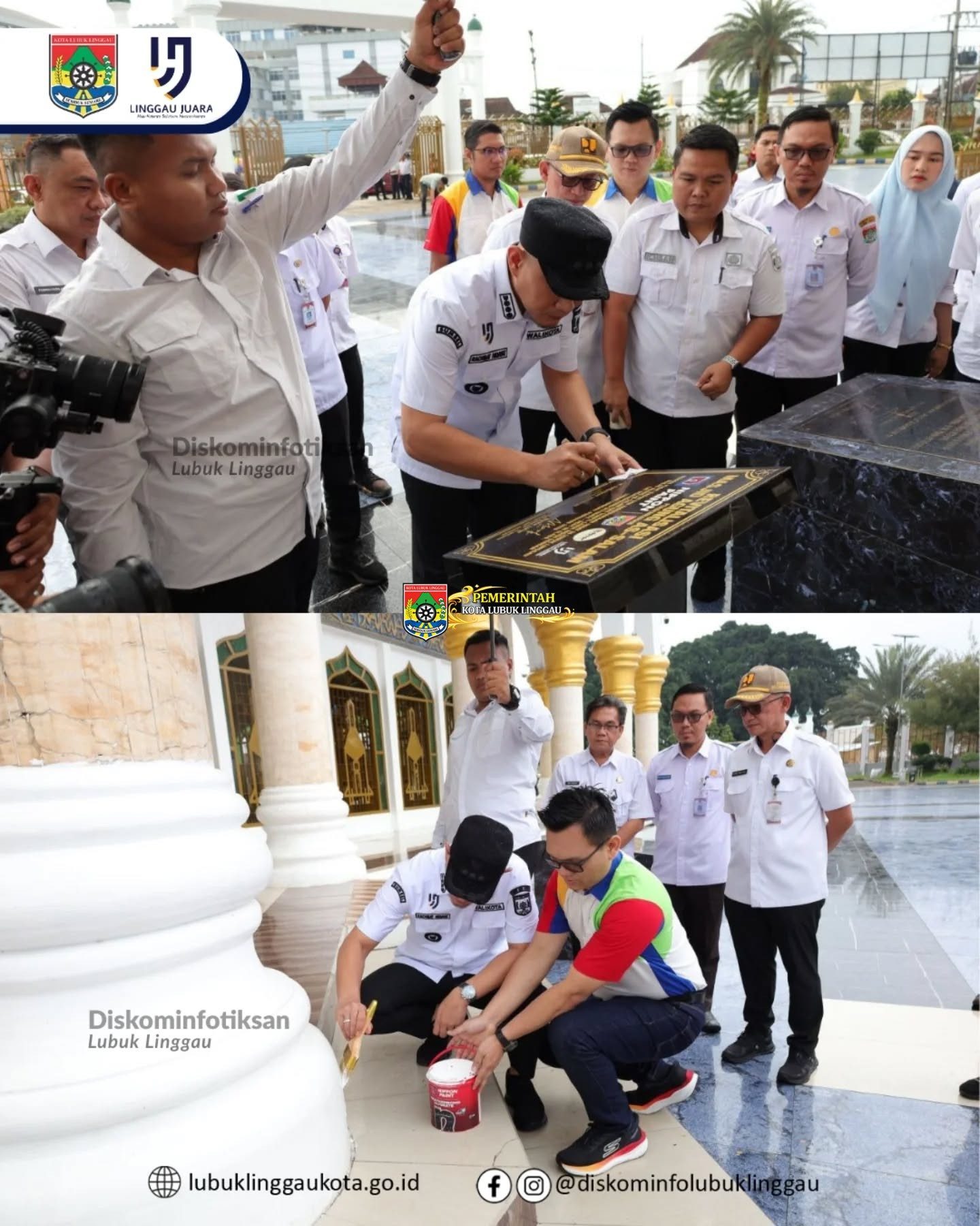 Wali Kota Lubuk Linggau H Rachmat Hidayat tandatangani prasasti pasca revitalisasi Masjid Agung As-Salam Kota Lubuk Linggau oleh Nippon Paint