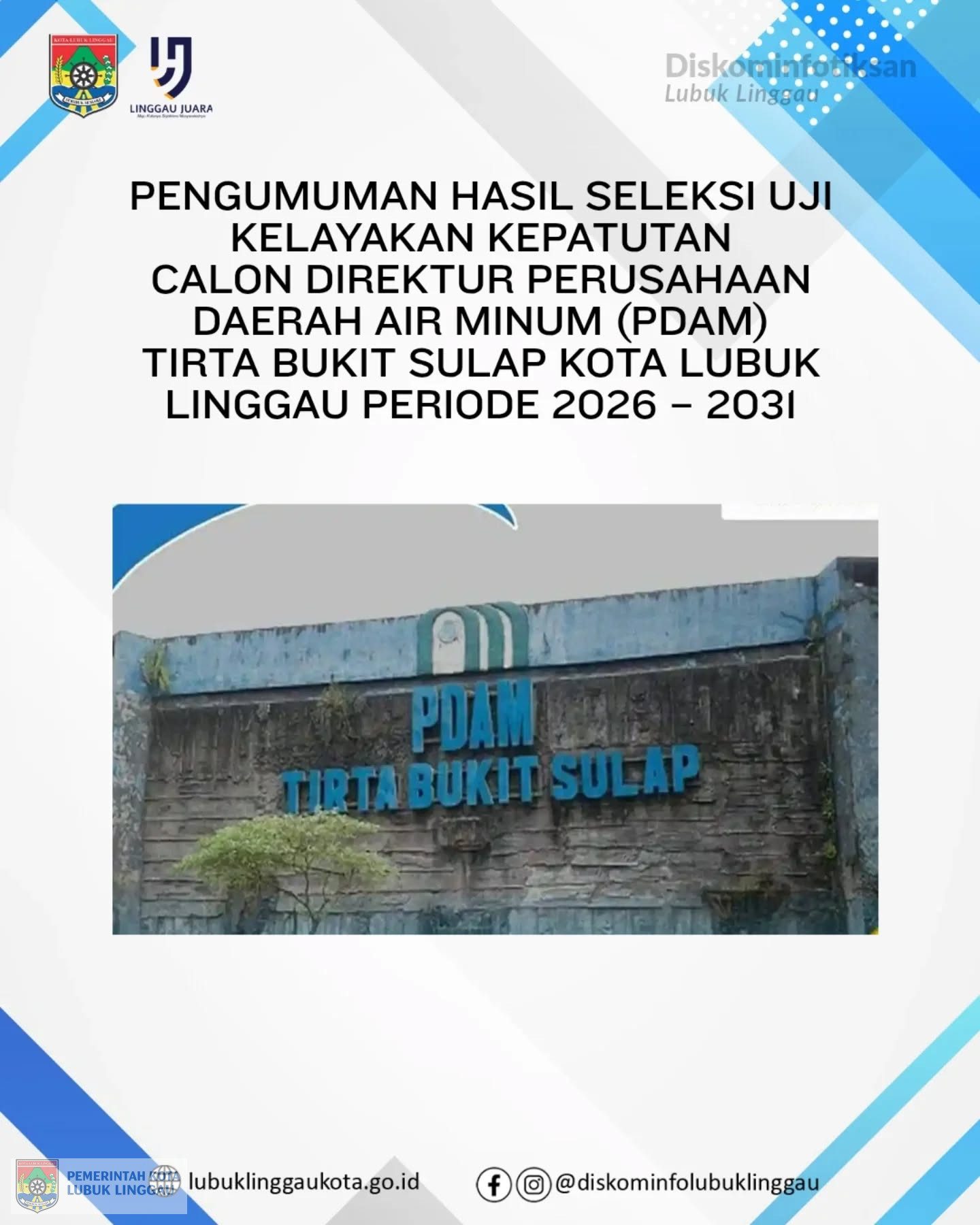 Pengumuman Hasil Seleksi Calon Direktur PDAM