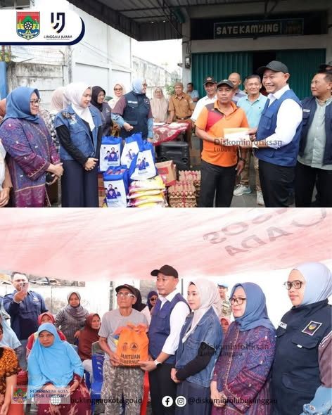 H Rachmat Hidayat didampingi Ketua TP PKK, Hj Risca Priba Ayu meninjau sekaligus memberikan bantuan kepada korban kebakaran pada Jumat lalu di Kelurahan Jawa Kanan SS, Kecamatan Lubuklinggau Timur II Kota Lubuklinggau. Senin (20/7/2026). 