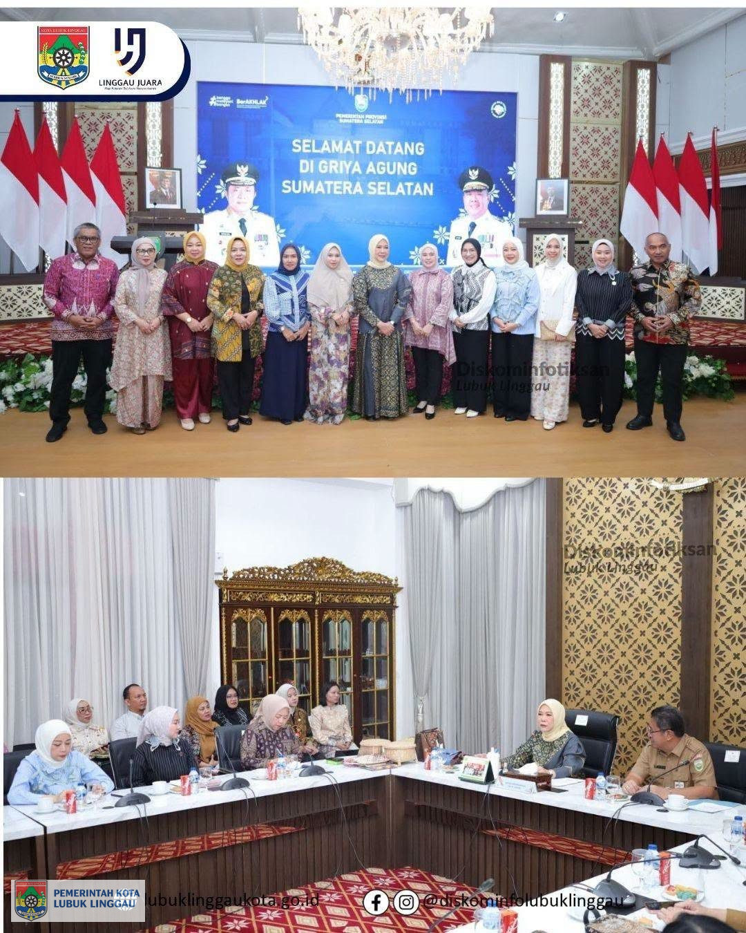 ‎PALEMBANG-Ketua Dekranasda Kota Lubuklinggau Hj Risca Priba Ayu ikuti rapat persiapan kegiatan Kriyanusa tahun 2026 bersama ketua Dekranasda Provinsi Sumatera Selatan Hj Febby Herman Deru di Runag Rapat Griya Agung. Senin (24/8/2026). ‎