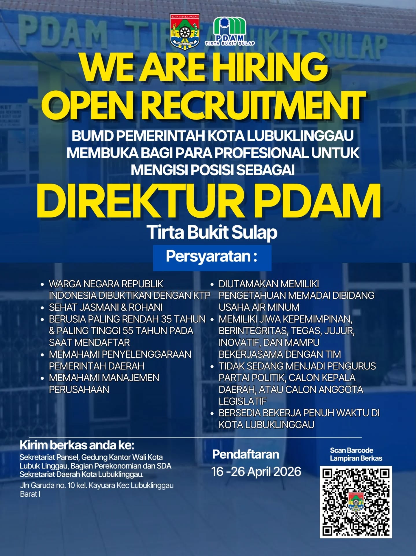 Seleksi Direktur PDAM Tirta Bukit Sulap Kota Lubuk Linggau Tahun 2026